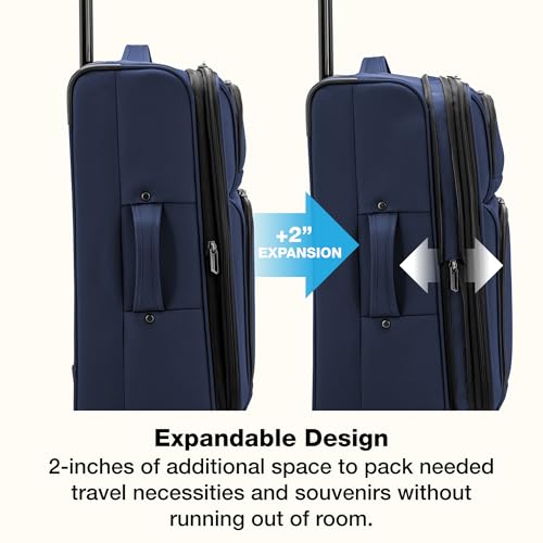 U.S. Traveler Anzio Softside Expandable Luggage with Spinner Wheels, Navy, 30-Inch Large