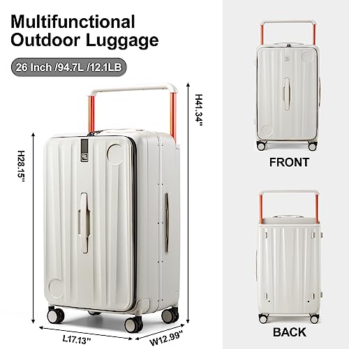 Hanke 20 Inch Carry On Luggage Airline Approved Multifunctional 26 Inch Checked Luggage Hard Shell Suitcases with Wheels