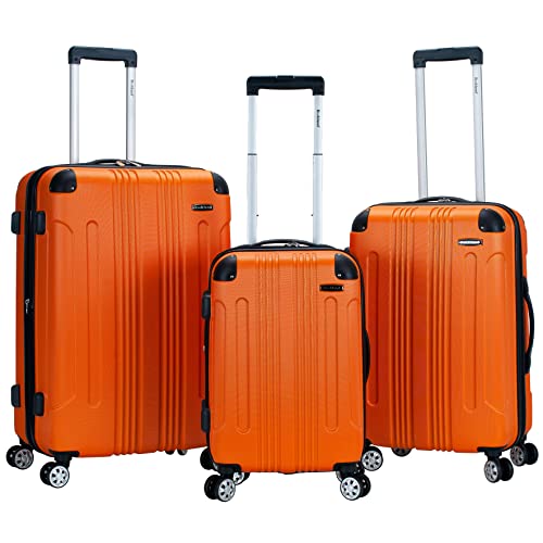 Rockland London Hardside 3 Piece Expandable Spinner Wheel Luggage Set, (20"/24"/28"), Orange