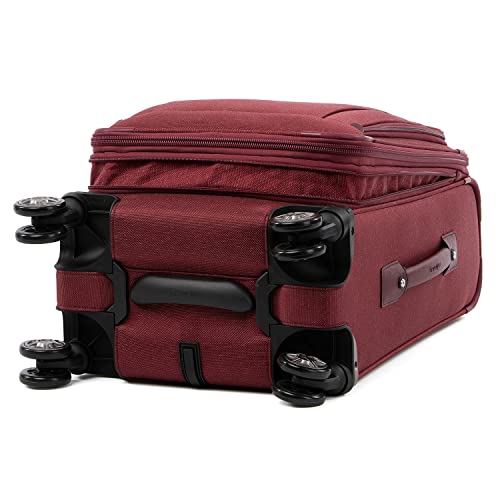 Travelpro Platinum Elite Softside Expandable Carry on Luggage, 8 Wheel Spinner Suitcase, USB Port, Suiter, Men and Women, Bordeaux Red, Carry On 21-Inch