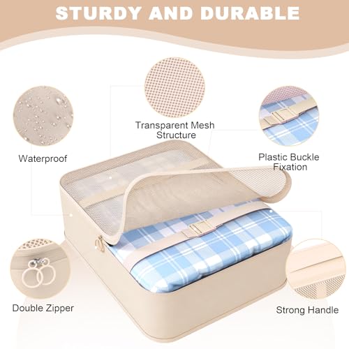 8 Set Packing Cubes for Travel,Suitcase Organizer Bags for Luggage with Shoe & Hanging Toiletry Bag, Vacation Essentials & Accessories for Cruise Ship, Airplane Must-Have,Road Trip & Camp Gifts(Cream)