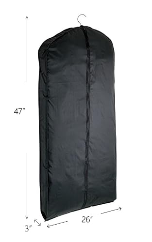 Lewis N. Clark Travel Garment Bag Cover for Airplane, Car, Everyday Use-Heavy-Duty, Lightweight, Water-Resistant, Perfect for Suits, Dresses, or Uniforms, 47” Length, Black, One Size