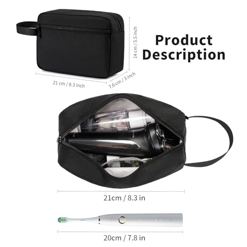 XIRYOHEAUR Travel Hanging Toiletry Bag with Carry Handle - Water-Resistant Small Cosmetic Organizer for Men & Women, Makeup, Shaving Kit, Gym & Travel Essentials (Black)