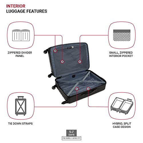 SwissGear 8018 Expandable Luggage, Hard Shell Medium Luggage with Spinner Wheels
