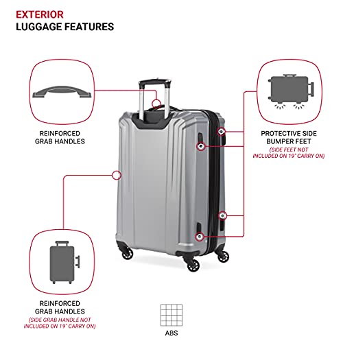 SwissGear 3750 Hardside Luggage with Spinner Wheels, Silver, 2-Piece Set (18.5/23)