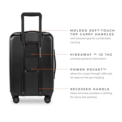 Briggs & Riley Sympatico Hardside Domestic Spinner Luggage, Matte Black, 22-Inch Carry-On
