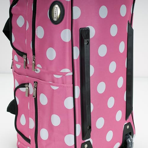 Rockland 22" Polyester Rolling Duffel Bag, Pink Dot