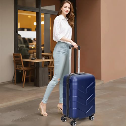 TILYMOL Luggage Sets 3 Piece with Spinner Wheel, Hardside Suitcase Set with TSA Lock, Expandable Lightweight Travel Luggage for Men and Women, Blue