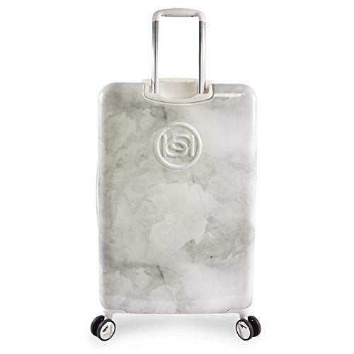 BEBE Lilah 2 Piece Suitcase Set with Spinner Wheels, Silver Marble