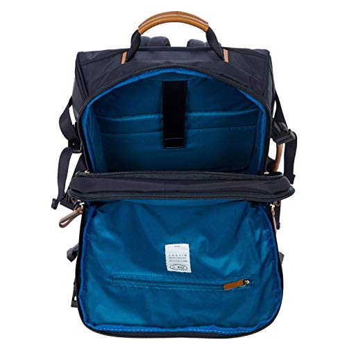 Bric's X-Travel Montagne Backpack 16 Inch, Water-Resistant Recycled Nylon Carry-On Daypack with Compression Straps, Padded Backpanel, Laptop Sleeve and Luggage Pass-Through - Navy