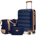 Eeeza Luggage Sets 3 Piece,Suitcases with Wheels,Carry On Luggage Set,ABS Hard Case Luggage with TSA Lock Spinner Wheels(3 Piece Sets,Blue(20"/DB/TB))