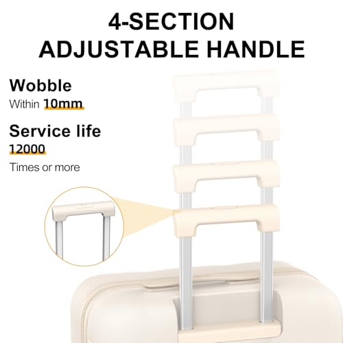 MGOB 28 Inch Large Luggage with Dual 360° Spinner Wheels - Checked Suitcase - TSA Lock, Airline-Approved - Lightweight Durable Polycarbonate (Beige)