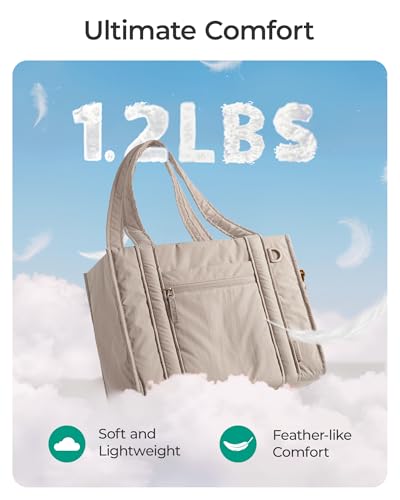 BAGSMART Boxy Tote Bag for Women, Crossbody Bag with Zipper, Crush Bow Purses for Travel Work College, Camel, Small