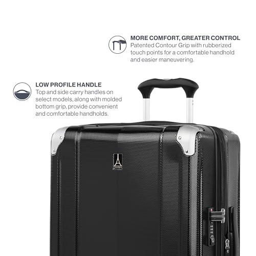Travelpro Pathways 3 Hardside Expandable Luggage, 8 Spinner Wheels, Lightweight Hard Shell Suitcase, 3 Piece Set (21/25/28), Black Knight