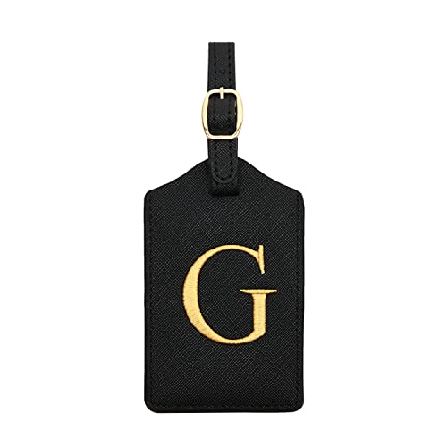 Luggage Tag PU Leather for Suitcase Baggage Handbag Travel Bag Label Suitcase Tag Label Tag w. Name Card & Privacy Cover (G)