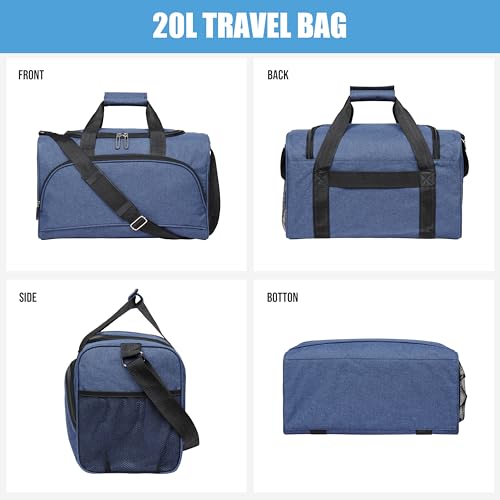 Finnhomy 20L Underseat Cabin Bag,Carry On Luggage for Airlines, Travel Duffle Bag with Multiple Pockets, Adjustable Shoulder Strap, Fits Under Seat, 2 PACK