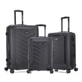 US ARMY Fox Pro 3 Pcs Set Expandable Suitcase with TSA Lock | 20, 24, 28 inch Lightweight Hardshell Luggage with Spinner Wheels, Chevron Icon, Gel Handle, Retractable Trolley, Side Studs | Black