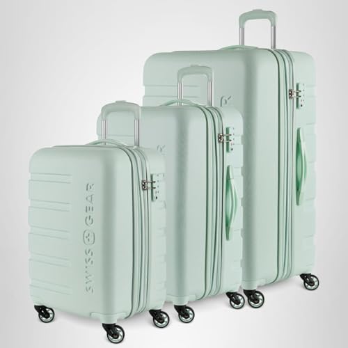 SwissGear 7366 Signature Hardside Expandable Luggage with Spinner Wheels, TSA Lock, Cup-Holder, Clearly Aqua, Carry-On 19-Inch