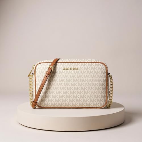 Michael Kors Jet Set Large Crossbody, Gold-Tone Hardware/Vanilla, One Size
