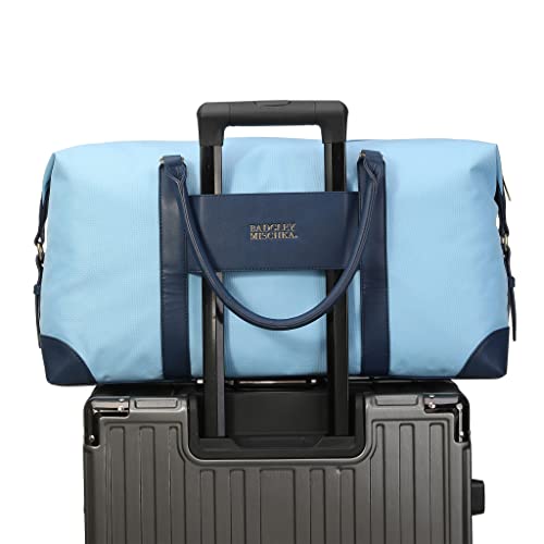 Badgley Mischka Barbara Canvas Tote Weekender Travel Bag (Light Blue)