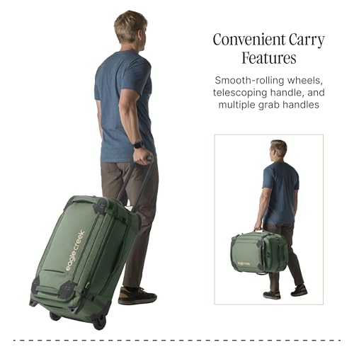 Eagle Creek Gear Warrior XE 2-Wheel Luggage to Keep Travel Items Organized - Smooth Rolling Wheels - Telescoping Handle - Padded Laptop Pocket - Jungle Green - 27”