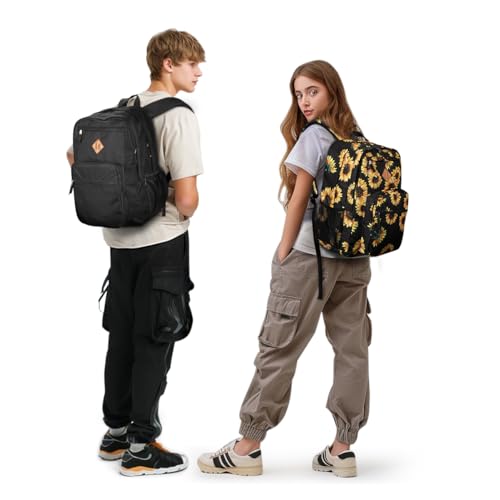 ZORFIN 26L Black Backpack for College, and Travel: Water Resistant Bookbag