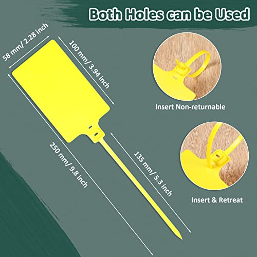 Youyole 200 Pieces Plastic Tags Waterproof Plastic Seal Shipping Tags Logistics Use Big Sign Tie Large Label Tie 250 mm Total Length (Yellow, 2.28 x 3.94 Inches)