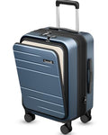 LUGGEX Carry On Luggage 22x14x9 Airline Approved, Expandable Polycarbonate Suitcase with Front Pocket (FX-Core, Blue, 20 Inch)