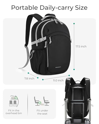 BAGSMART Travel Backpack for Women&Men, Lightweight 15.6" Casual Backpack for College, TSA Carry On Backpack for Airplanes, Black