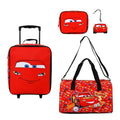 Bioworld Cars Lightning McQueen Kids' 4-Piece Travel Set With Suitcase, Duffle Bag, Toiletries Case, and Luggage Tag
