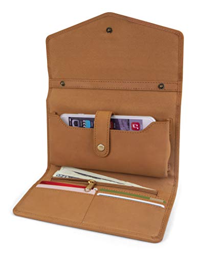 Timberland Women's Rfid Leather Crossbody Wallet Phone Bag With Detachable Crossbody Strap, Wheat (Nubuck), One Size
