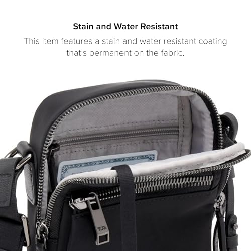 TUMI - Voyageur Persia Crossbody - Nylon Crossbody Travel Shoulder Bag for Women & Men - Stain- & Water-Resistant Fabric - Black & Gunmetal