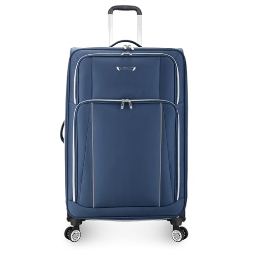 Traveler's Choice Lares Softside Expandable Luggage with Spinner Wheels, Navy, Checked 30-Inch