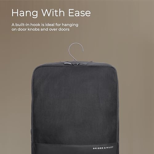 Briggs & Riley Hanging Laundry Compression Cube for Travel - Compression Packing Cube for Women & Men, Luggage & Suitcase Organizer Bag for Clothes, Includes Hook - Travel Essentials, Black