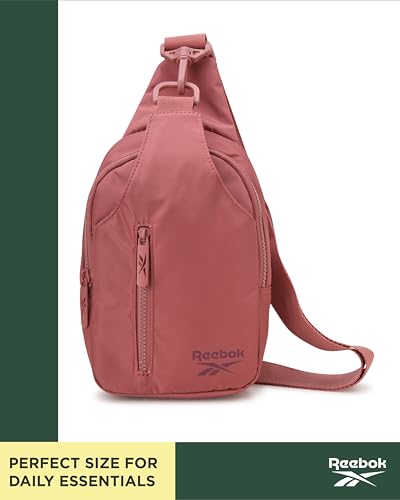 Reebok Unisex Crossbody Bag - Convertible Compact Durable Cross Body Bag for Women and Men - Gym and Travel Essentials, Size One Size, Berry Rose