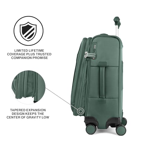 Travelpro VersaPack+ Lightweight Softside Expandable Carry on Luggage, 8 Spinner, TSA Lock, Carry On 21-Inch, Desert Sage Green