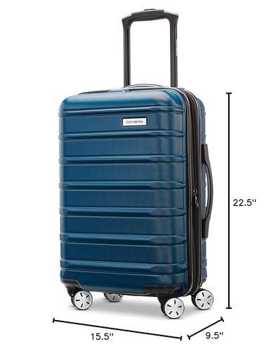 Samsonite Omni 2 Global Carry-On Spinner Luggage - Compact Size For International Travel - Airline-Approved - Features Expandable Polycarbonate Shell, 360° Wheels, USB Power Hub - Lagoon Blue