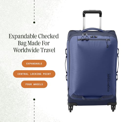 Eagle Creek Expanse 4-Wheel 26" Luggage – Durable Checked Spinner Suitcase with Expandable Capacity – Rugged Fabric, Lockable Zippers & Grab Handles – Travel-Ready – Pilot Blue
