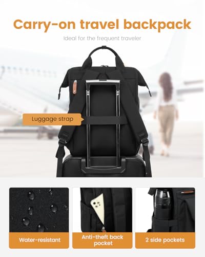 LOVEVOOK Laptop Backpack for Women, Teacher Nurse Work Laptop Bag, Waterproof Travel Backpack Purse, Business Computer Backpack, Cute Bookbag College Student Gift Nursing School Backpack, 15.6 Inch