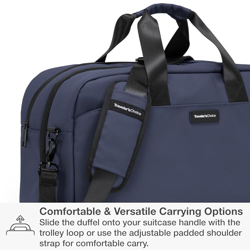 Traveler's Choice Wanderbout 27L Duffel Bag for Travel, Navy, 19-Inch Duffel