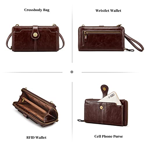 S-ZONE Vegan Leather Crossbody Bags for Women Small Cell Phone Purse RFID Blocking Clutch Purses with 2 Straps
