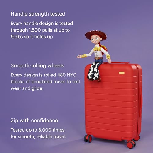 Away Toy Story 5 Bigger Carry-On Luggage - 23-Inch Lightweight Hardside Suitcase with 360° Spinner Wheels, Interior Compression System, TSA-Accepted Lock - Jessie Red