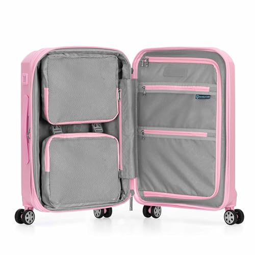Traveler's Choice Pagosa Hardshell Expandable Luggage with Spinner Wheels, Pink, 22-Inch Carry-on