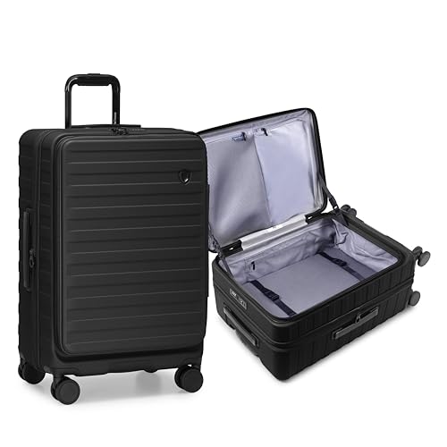 Traveler's Choice Novia Top Opening Expandable Polycarbonate Luggage with Spinner Wheels, Black, 25-Inch Medium