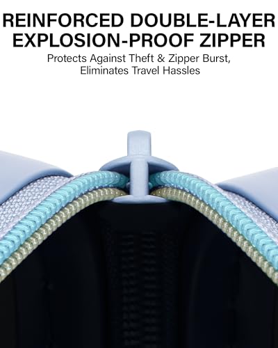 Hanke Upgraded Elite 24 Inch Checked Luggage,PC Hard Shell Suitcases with Wheels, TSA Lock, Explosion-Proof Zipper Suitcase for Business Travel Men & Women,Mist Blue