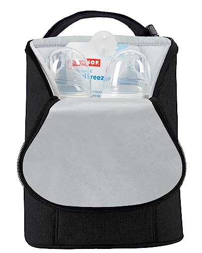 Skip Hop Diaper Bag Backpack: Mainframe Large Capacity Wide Open Structure with Changing Pad & Baby Breastmilk Cooler Insulated Bottle Bag, Grab & Go, Black