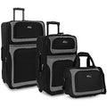 U.S. Traveler New Yorker Lightweight Expandable Rolling Luggage, Black, 3-Piece Set