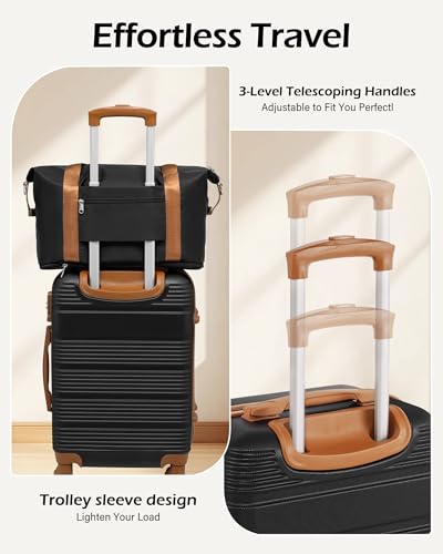 LONG VACATION 6 Piece ABS+PC Hardshell Luggage Set with Spinner Wheels, Lightweight suitcase set with TSA Lock & YKK Zipper