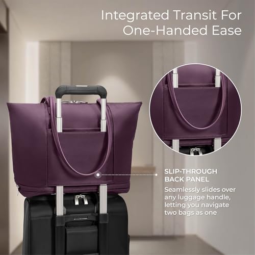Briggs & Riley Traveler Tote Bag, Plum, Expandable Tote Bag, Rhapsody Expandable Tote