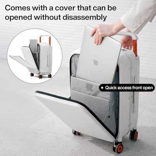 mixi 20 Inch Wide Handle Carry On Luggage with Front Laptop Pocket and 17 Inch Travel Tote Bag as a set